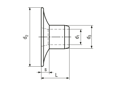 Technical drawing with dimensions of Huck® Magna-Grip® MGCW-R - Collars with wide flange for lockbolts MGP
