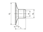 Technical drawing with dimensions of Huck® Magna-Grip® MGCW-R - Collars with wide flange for lockbolts MGP