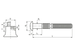 Technical drawing with dimensions of Huck® C6L® B-R - Lockbolts button head