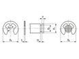 Technical drawing with dimensions of Truarc E 863 - Circlips for shafts