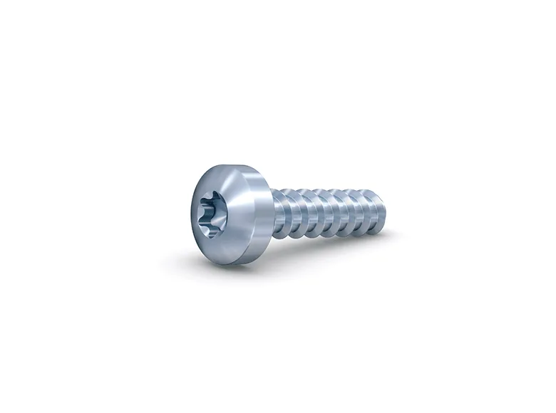 A direct assembly screw for plastics on a white background.