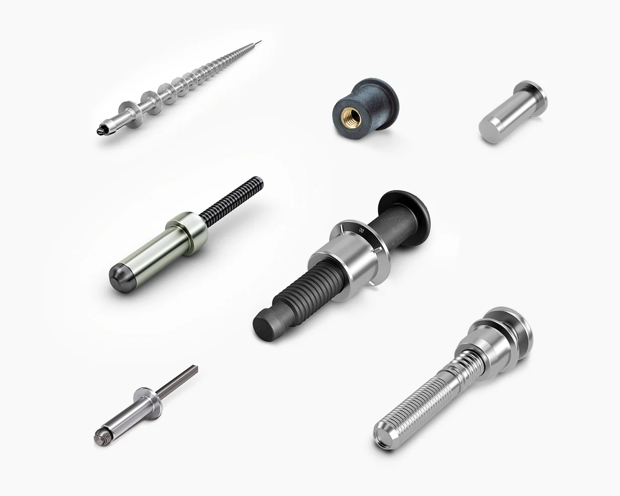 An overview of different types of rivets, blind rivet nuts and lockbolts.