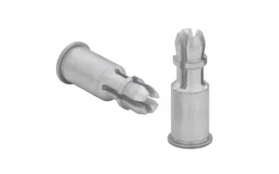 Two PEM snap-top self-clinching fasteners on white background