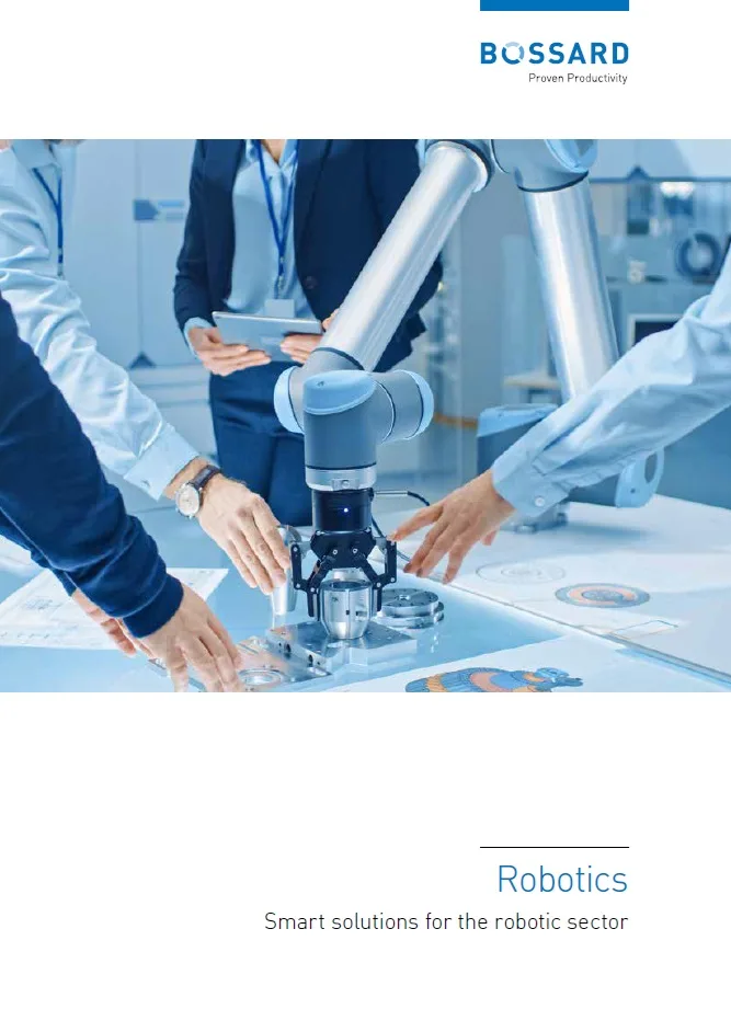 Robotic arm in action with humans overseeing the process