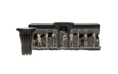 轻量化泡沫蜂窝结构中安装的MM-Welding LiteWWeight Pin的可视化。