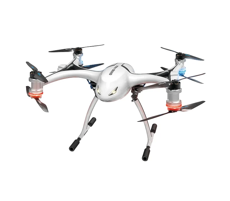 EHang drone is a modern white and black quadcopter with two propellers, designed for efficient flight and maneuverability.